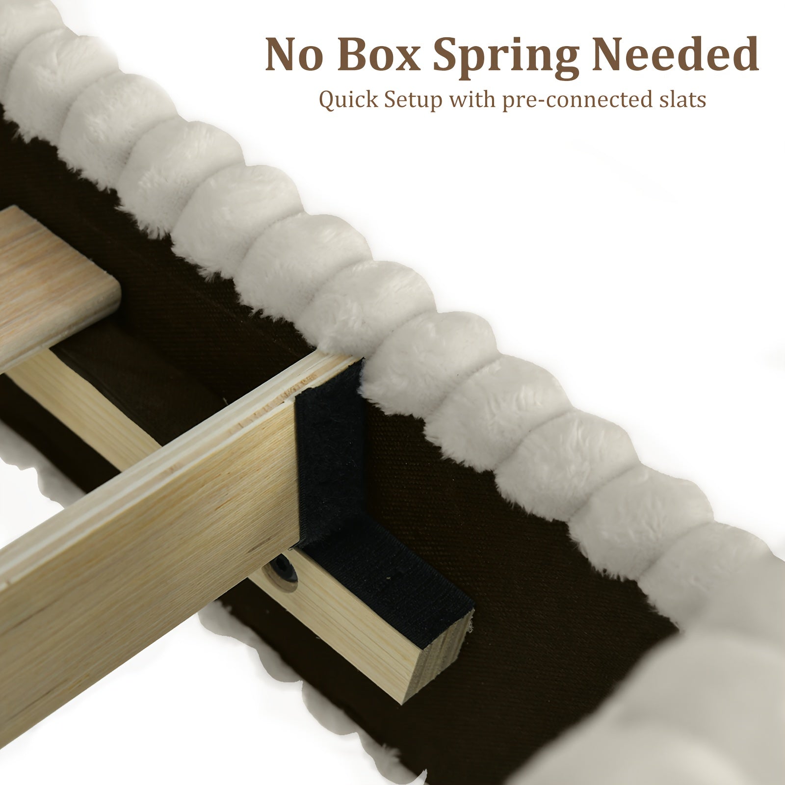 Full Queen King Bed Frame with Headboard | Corduroy Upholstered, Vertical Channel Design, No Box Spring Needed, Strong Structure, Noise-Free, Easy Assembly, White\u002FBlack\u002FBeige, Made of Hardwood and High-Density Fiberboard by HOMBCK