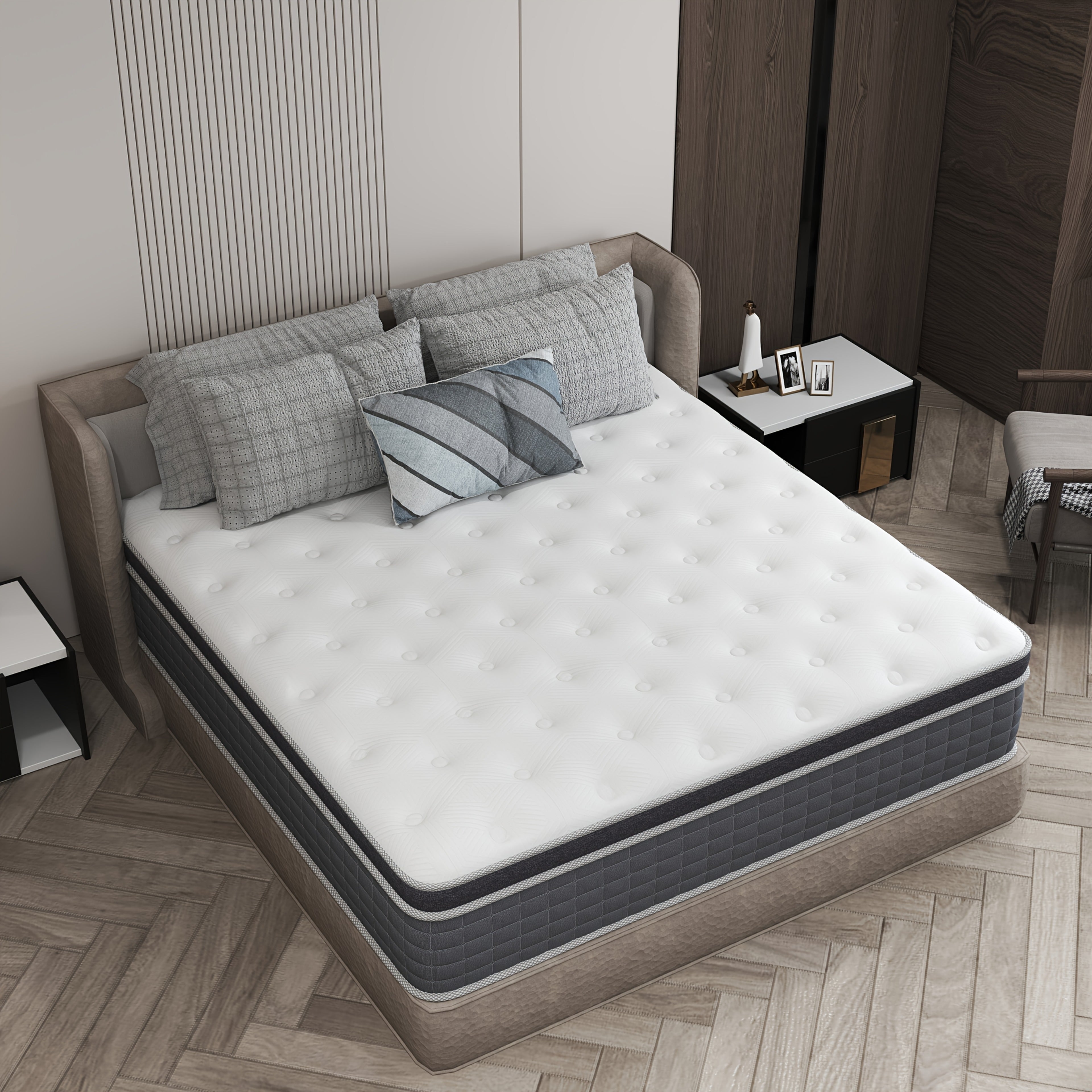 10\u002F12\u002F14 Inch Hybrid Mattress Twin Full Queen King Size In A Box, Upholstered Hybrid Memory Foam Mattress with Individual Pocket Springs - Medium Firm Christmas Gift