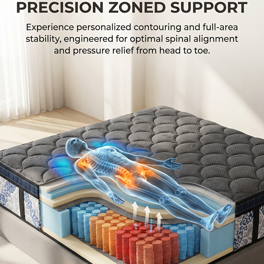 Inches\u002F12-inch\u002F Double, Full, Queen, King Size Memory Foam And Spring Hybrid Mattress, Medium Firmness, Lumbar Support, Suitable For Home Bedrooms And Hotels, Boxed, With Pressure Relief And Sound Insulation Features, Hybrid Construction