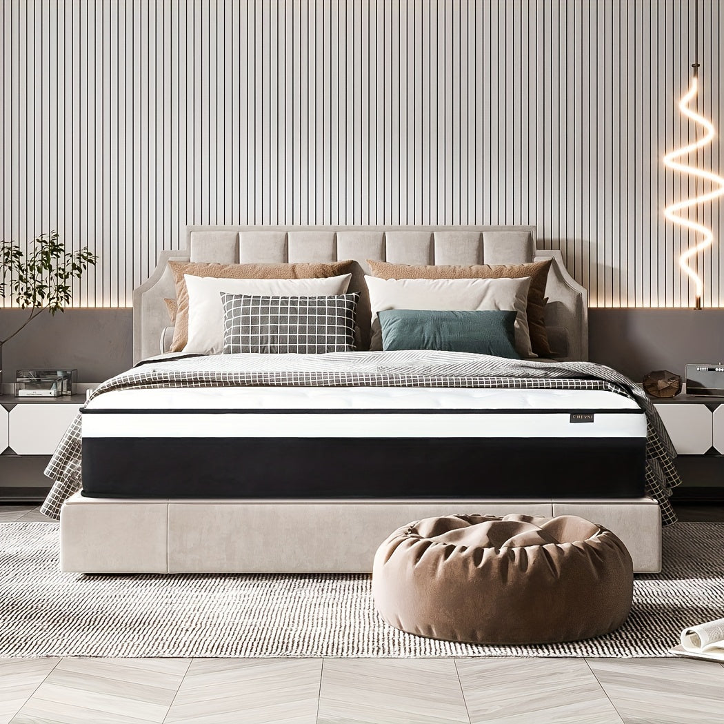 12 Inch Twin\u002FFull\u002FQueen\u002FKing Mattress in a Box - Memory Foam & Pocket Spring Hybrid Bed with Fire-Resistant Cover, Medium Firm, Easy Setup, No Box Spring\u002FFoundation Needed, Modern Bed for s & Rooms, Durable Nylon Base