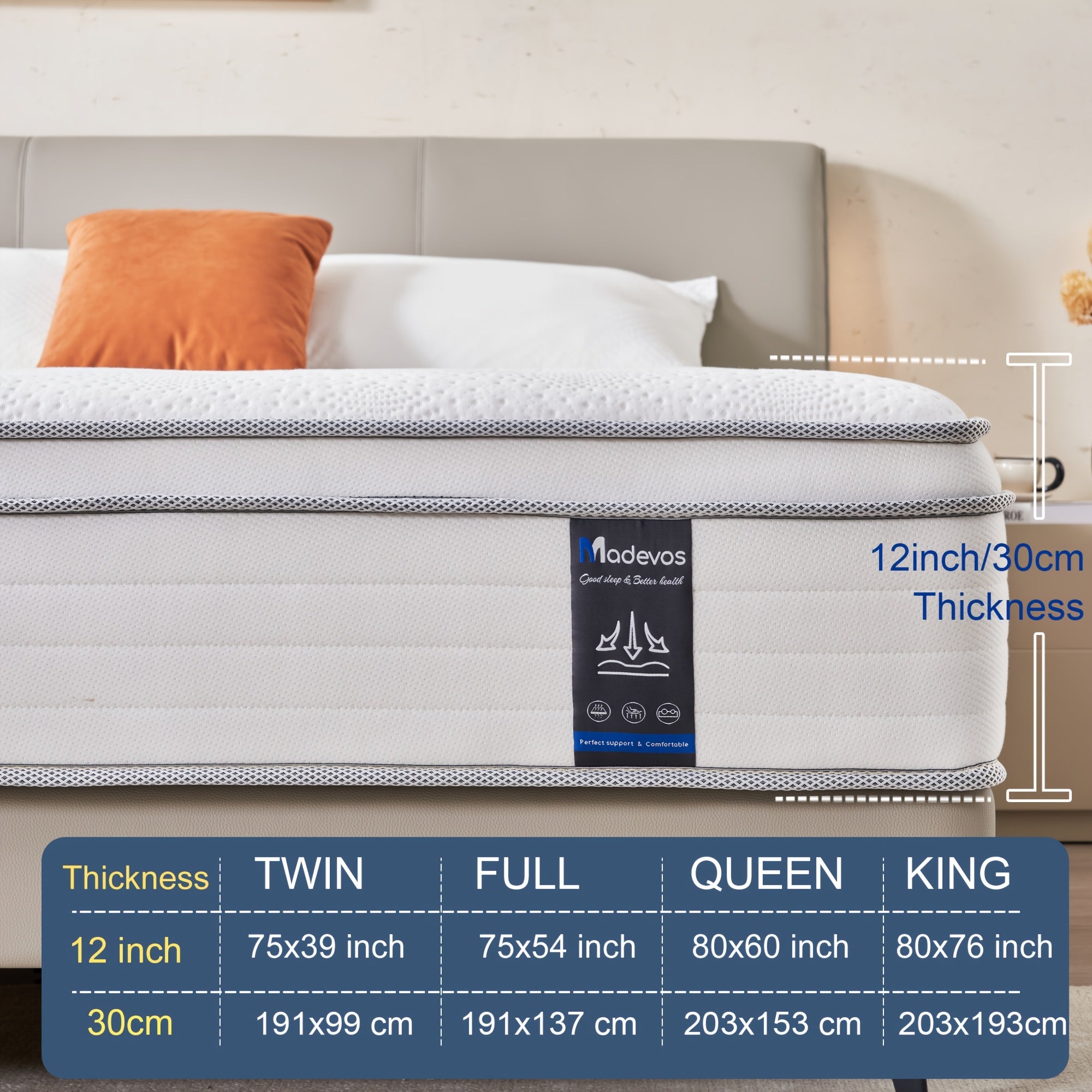 10\u002F12 Inch Multilayer Hybrid Twin Full Queen King Size Mattress- Multiple Sizes & Styles Available, Ergonomic Design With Memory Foam And Pocket Spring, Medium Firm Feel