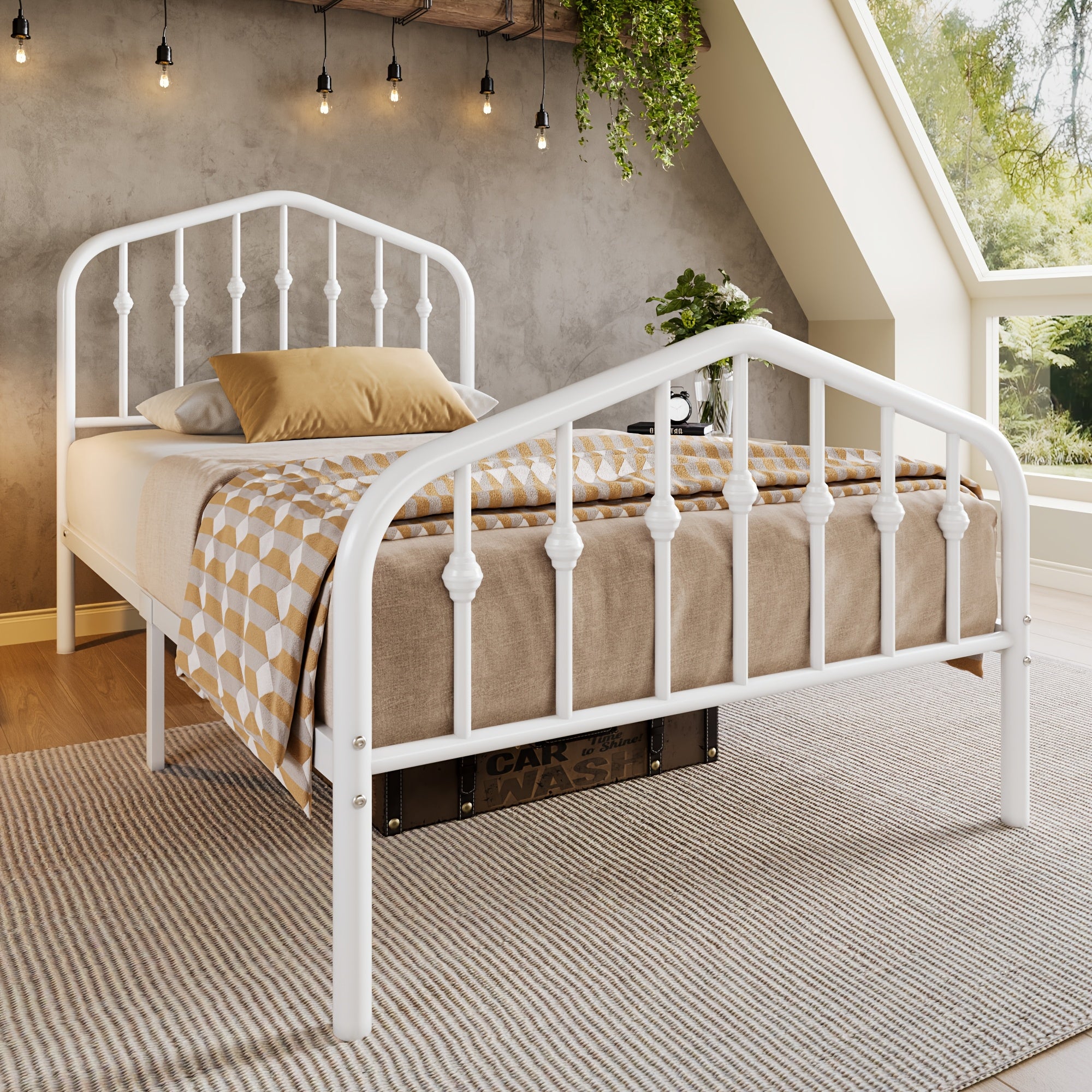 HOOMIC Queen Size Heavy-Duty Victorian Bed Frame - 14'' Wrought Iron Platform Bed with Victorian Headboard & Footboard, No Box Spring Needed, Assembly, Sturdy Metal Frame Suitable for Queen Size