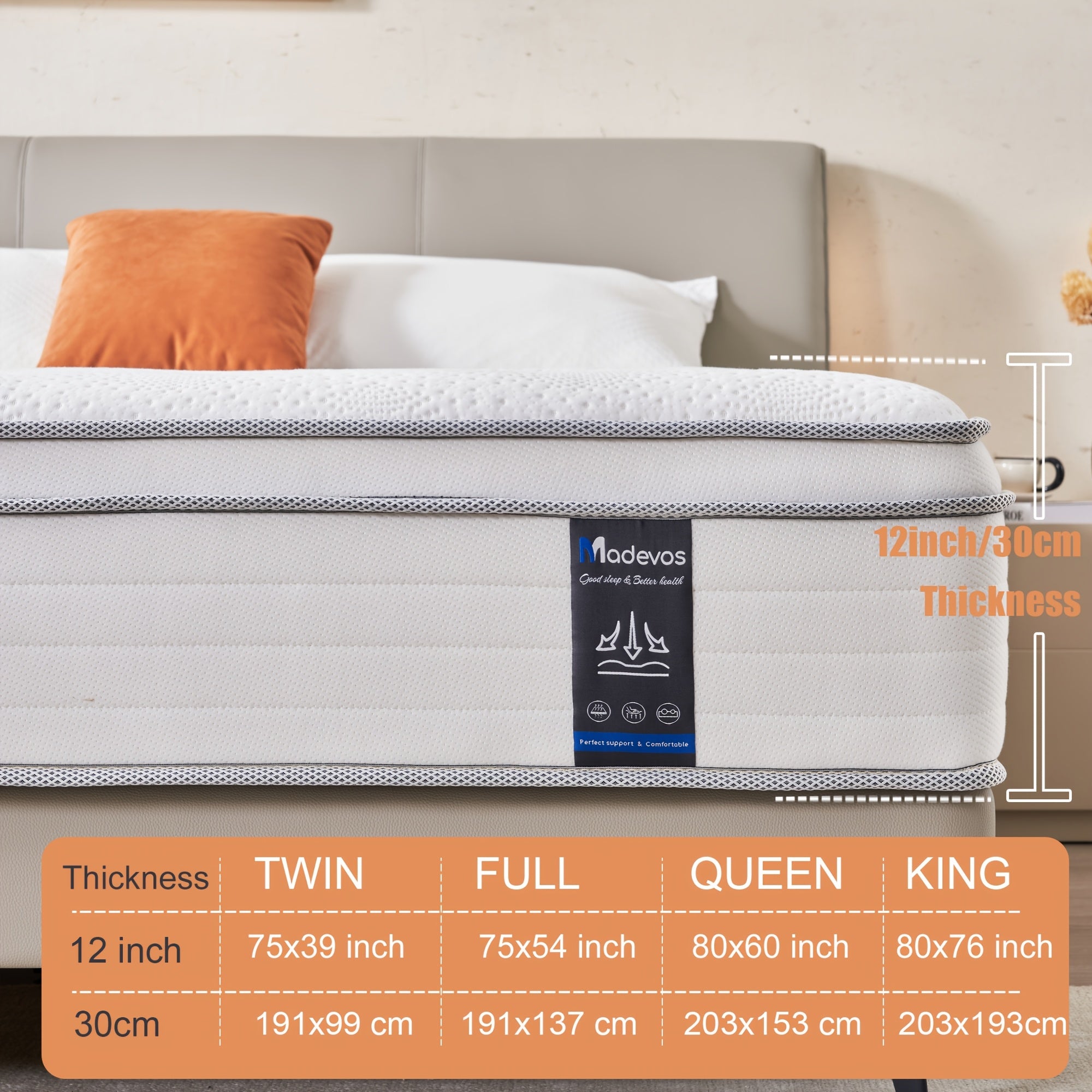 10\u002F12 Inch Multilayer Hybrid Twin Full Queen King Size Mattress- Multiple Sizes & Styles Available, Ergonomic Design With Memory Foam And Pocket Spring, Medium Firm Feel