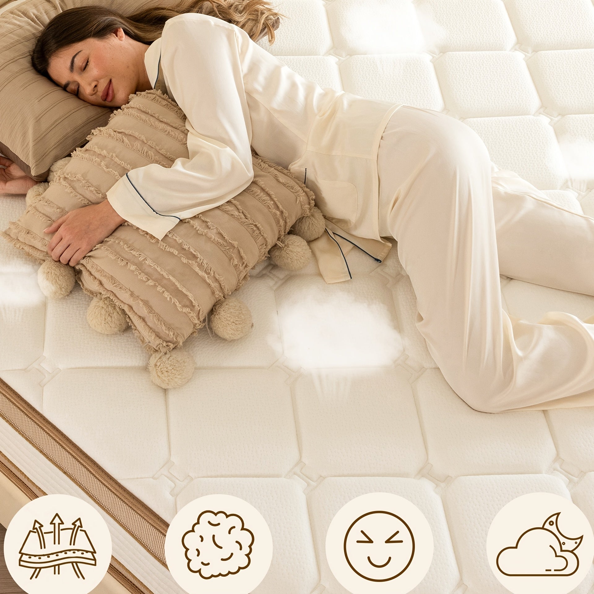 12-Inch Queen-Sized Mattress in a Box, Featuring a Memory Foam Hybrid Design with Individual Pocket Springs for Motion Isolation And Pressure Relief, Offering a Medium-Firm Level