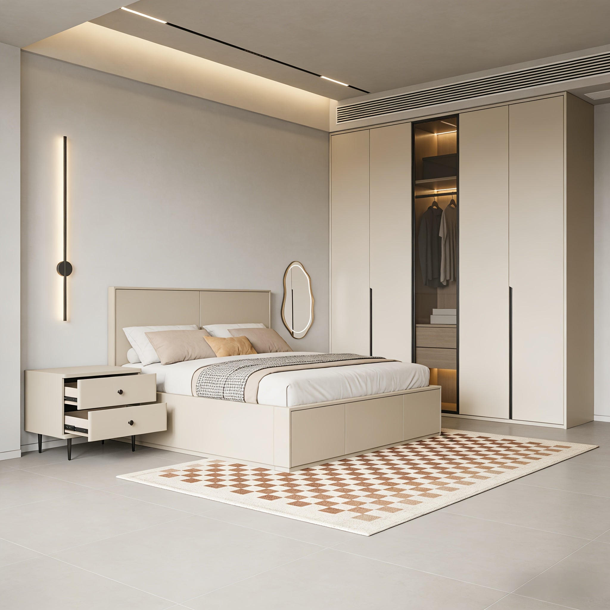 Modern Bedroom Bedside Table, Double Drawer Bedroom Bedside Table, Large Capacity Bedroom Bedside Table, Bedside Table