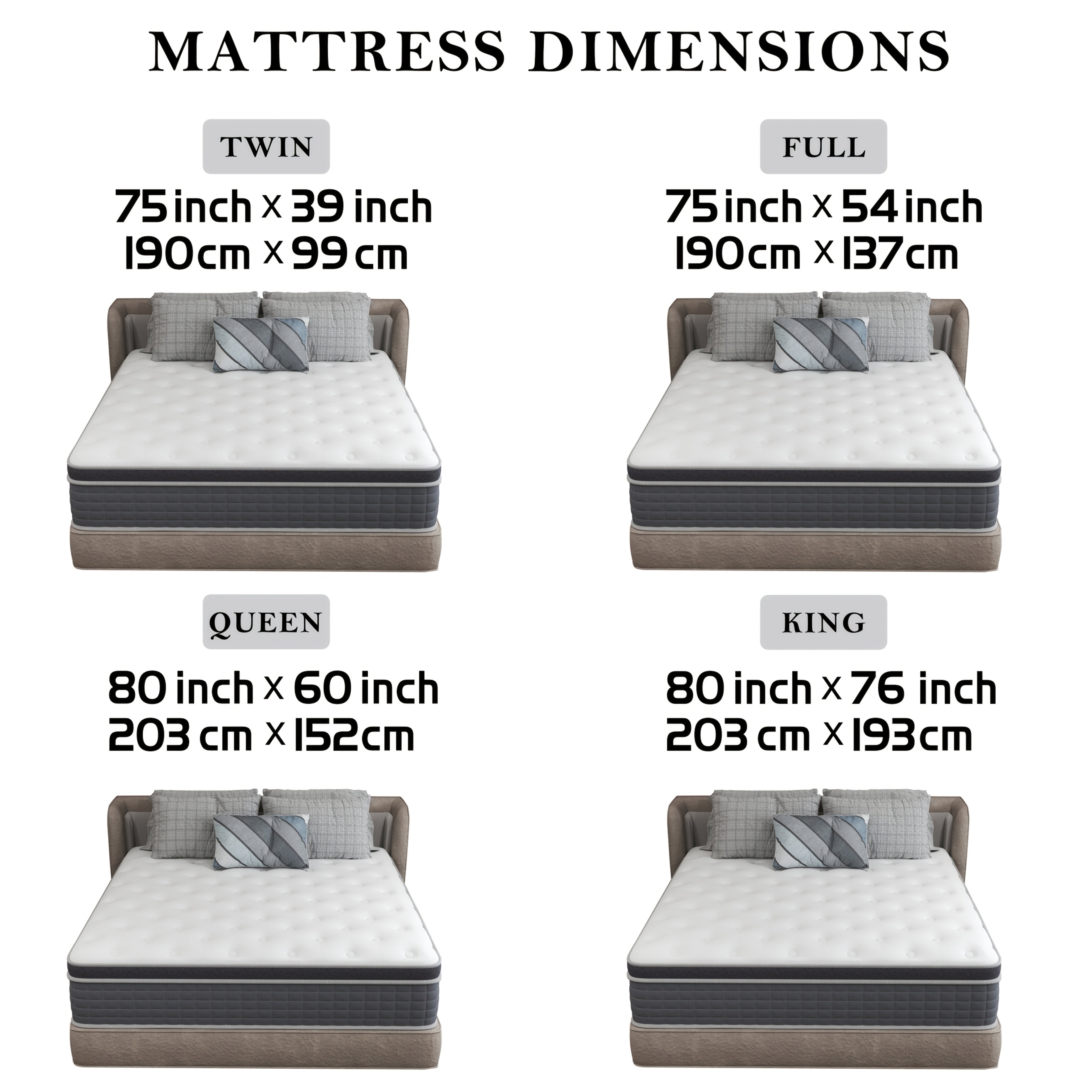 10\u002F12\u002F14 Inch Hybrid Mattress Twin Full Queen King Size In A Box, Upholstered Hybrid Memory Foam Mattress with Individual Pocket Springs - Medium Firm Christmas Gift