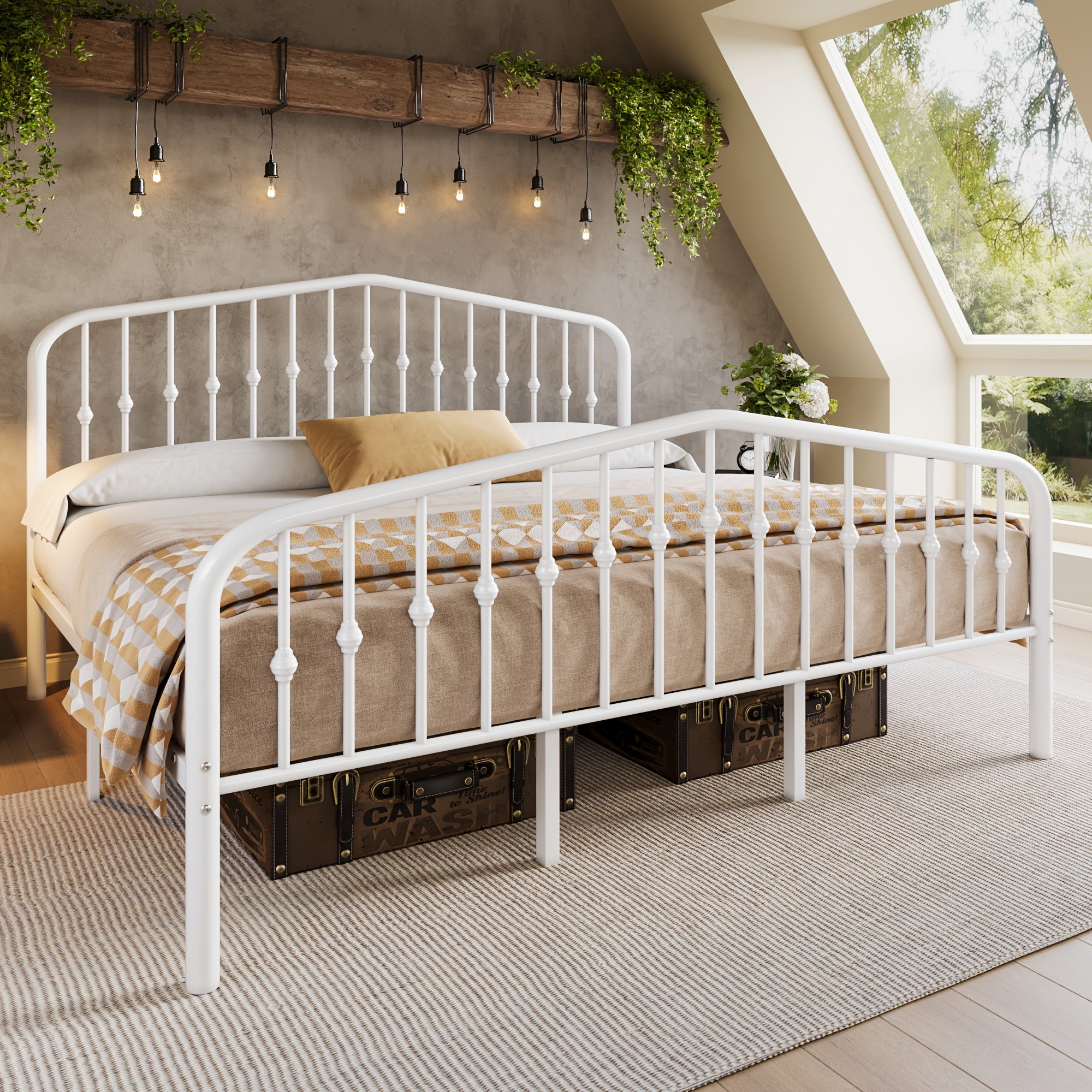 HOOMIC Queen Size Heavy-Duty Victorian Bed Frame - 14'' Wrought Iron Platform Bed with Victorian Headboard & Footboard, No Box Spring Needed, Assembly, Sturdy Metal Frame Suitable for Queen Size